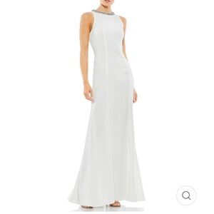 NWOT Ieena for Mac Duggal embellished neck trumpet gown